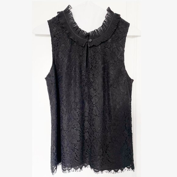 J.Crew Lace Ruffle Blouse with Button details - Black, Size SP - Picture 6 of 6